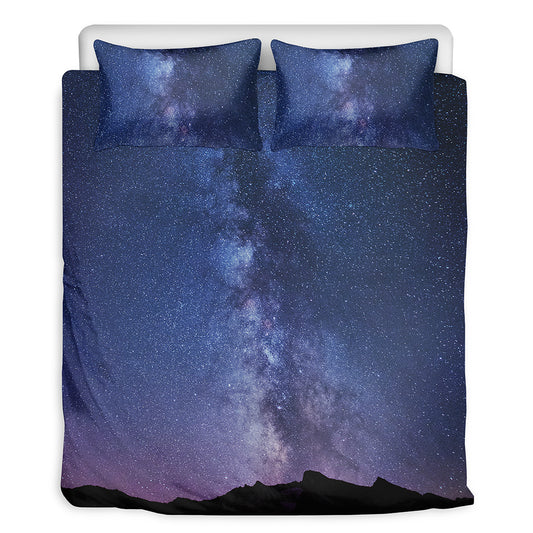 Stars Night Milky Way Print Duvet Cover Bedding Set