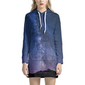 Stars Night Milky Way Print Pullover Hoodie Dress