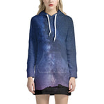 Stars Night Milky Way Print Hoodie Dress