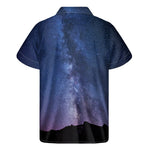 Stars Night Milky Way Print Men's Short Sleeve Shirt