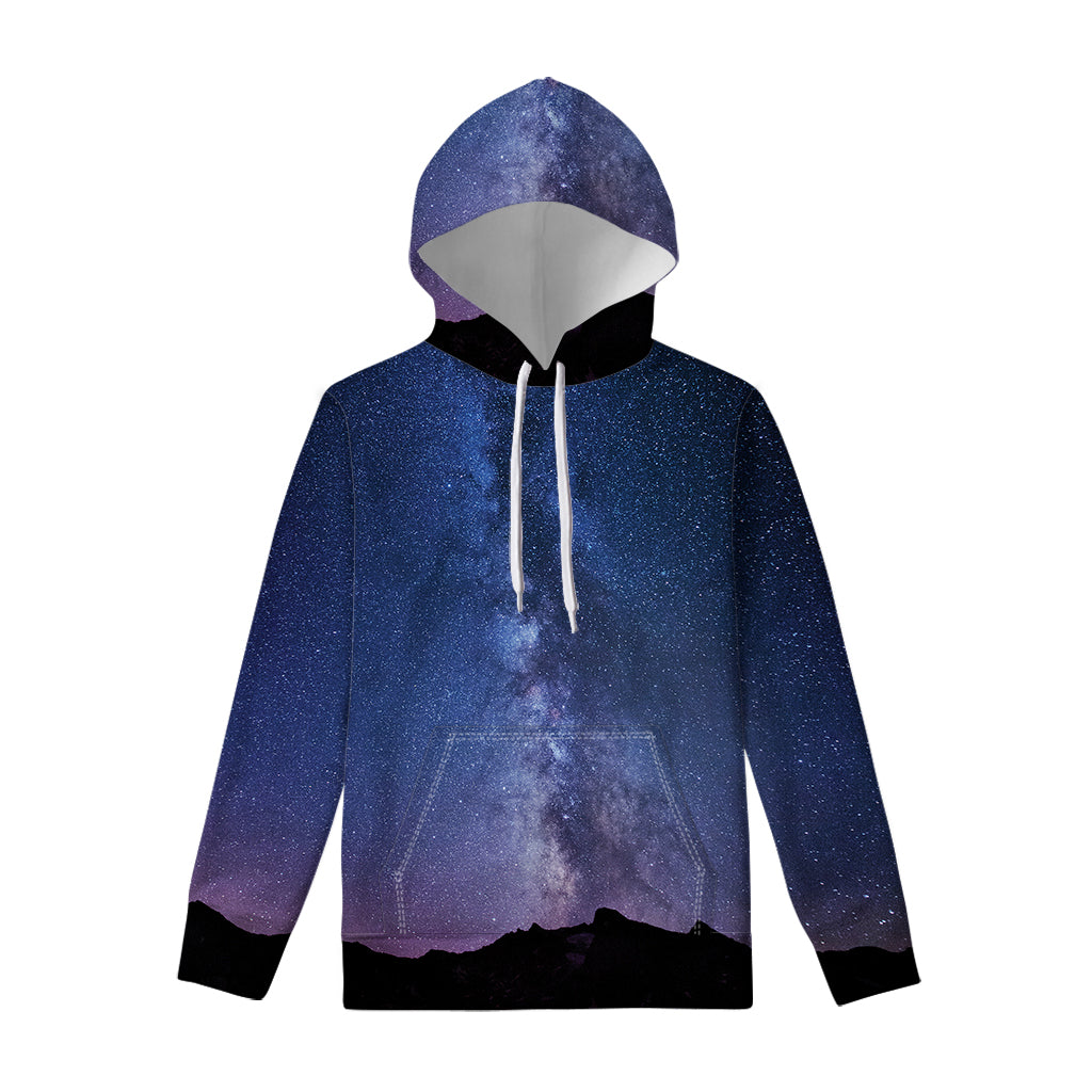 Stars Night Milky Way Print Pullover Hoodie