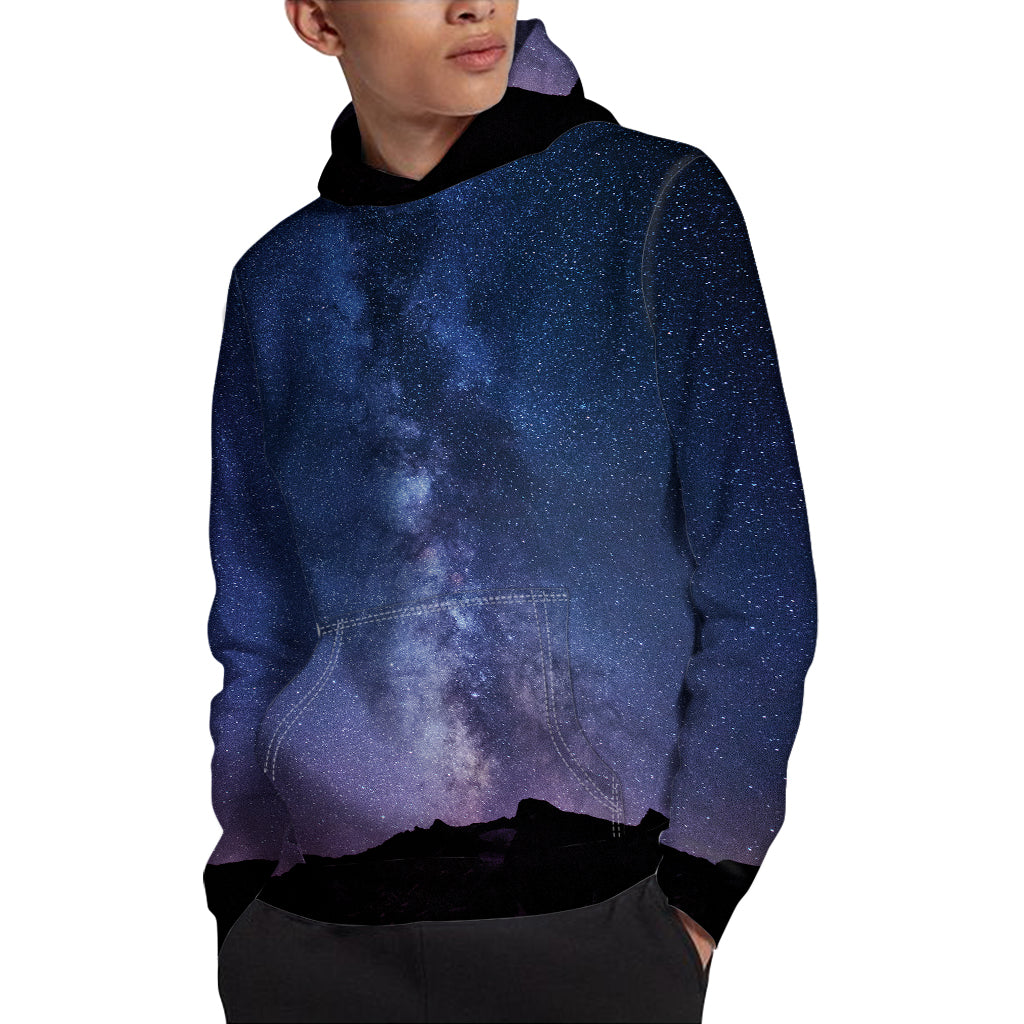 Stars Night Milky Way Print Pullover Hoodie