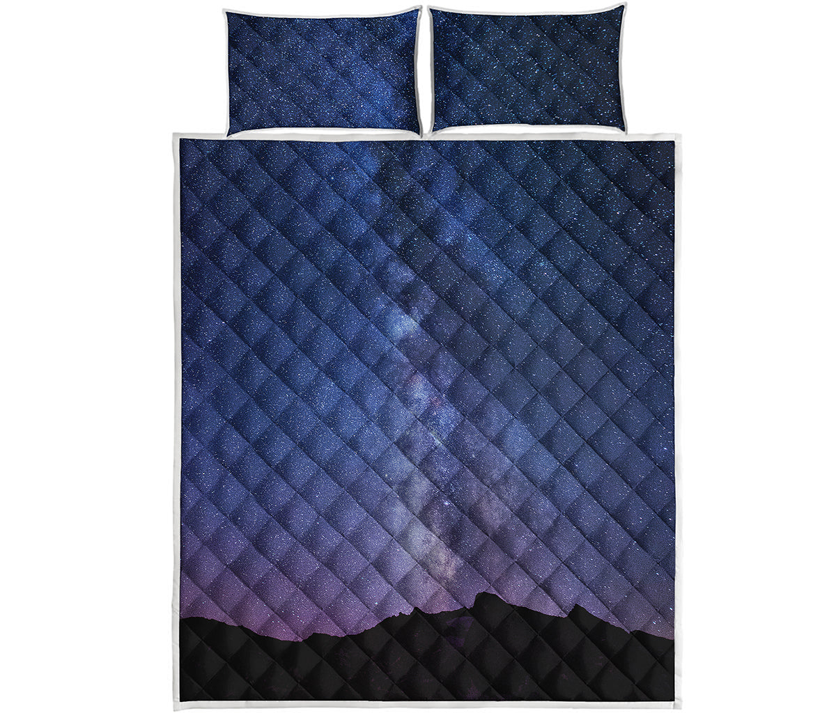 Stars Night Milky Way Print Quilt Bed Set