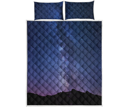Stars Night Milky Way Print Quilt Bed Set