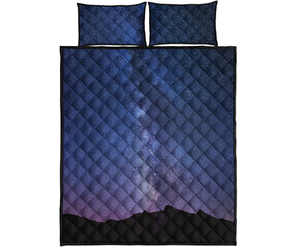 Stars Night Milky Way Print Quilt Bed Set