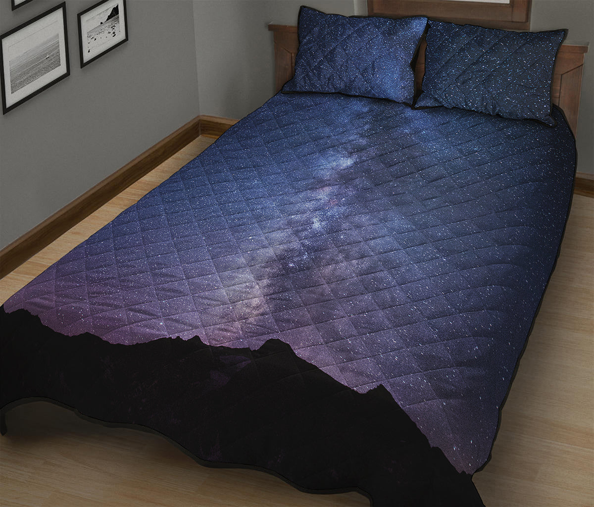 Stars Night Milky Way Print Quilt Bed Set