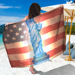 Statue of Liberty USA Flag Print Beach Sarong Wrap