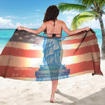 Statue of Liberty USA Flag Print Beach Sarong Wrap