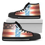 Statue of Liberty USA Flag Print Black High Top Shoes