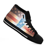 Statue of Liberty USA Flag Print Black High Top Shoes