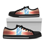 Statue of Liberty USA Flag Print Black Low Top Shoes 