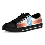Statue of Liberty USA Flag Print Black Low Top Shoes 