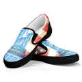 Statue of Liberty USA Flag Print Black Slip On Sneakers