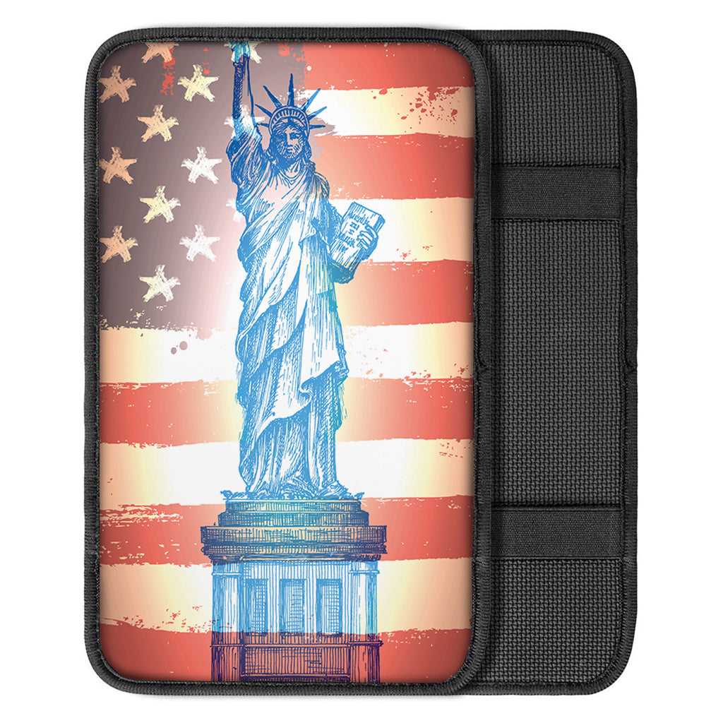 Statue of Liberty USA Flag Print Car Center Console Cover