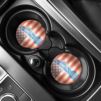 Statue of Liberty USA Flag Print Car Coasters