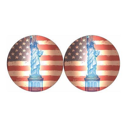 Statue of Liberty USA Flag Print Car Coasters