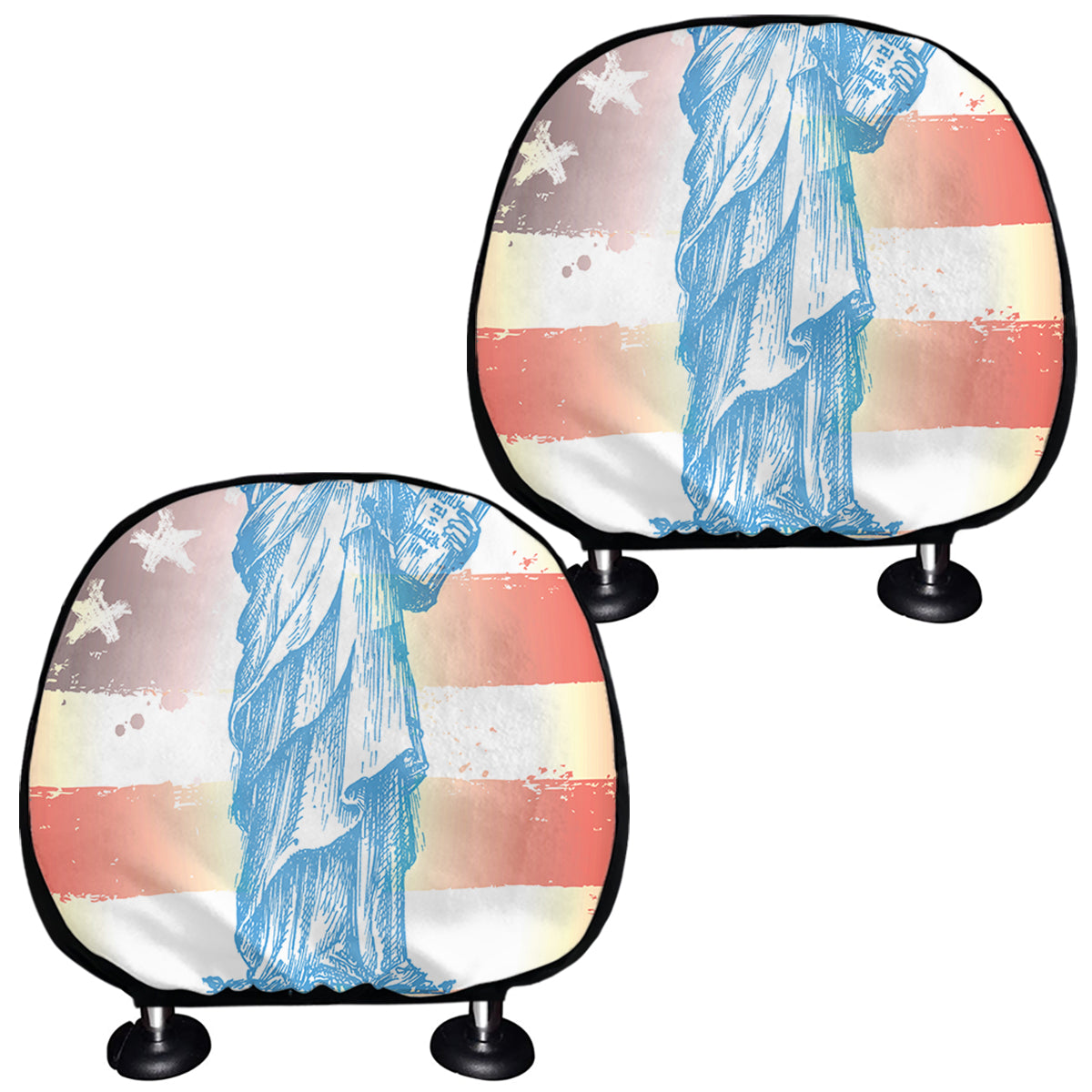 Statue of Liberty USA Flag Print Car Headrest Covers