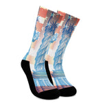 Statue of Liberty USA Flag Print Crew Socks