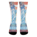 Statue of Liberty USA Flag Print Crew Socks