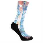 Statue of Liberty USA Flag Print Crew Socks