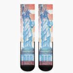 Statue of Liberty USA Flag Print Crew Socks