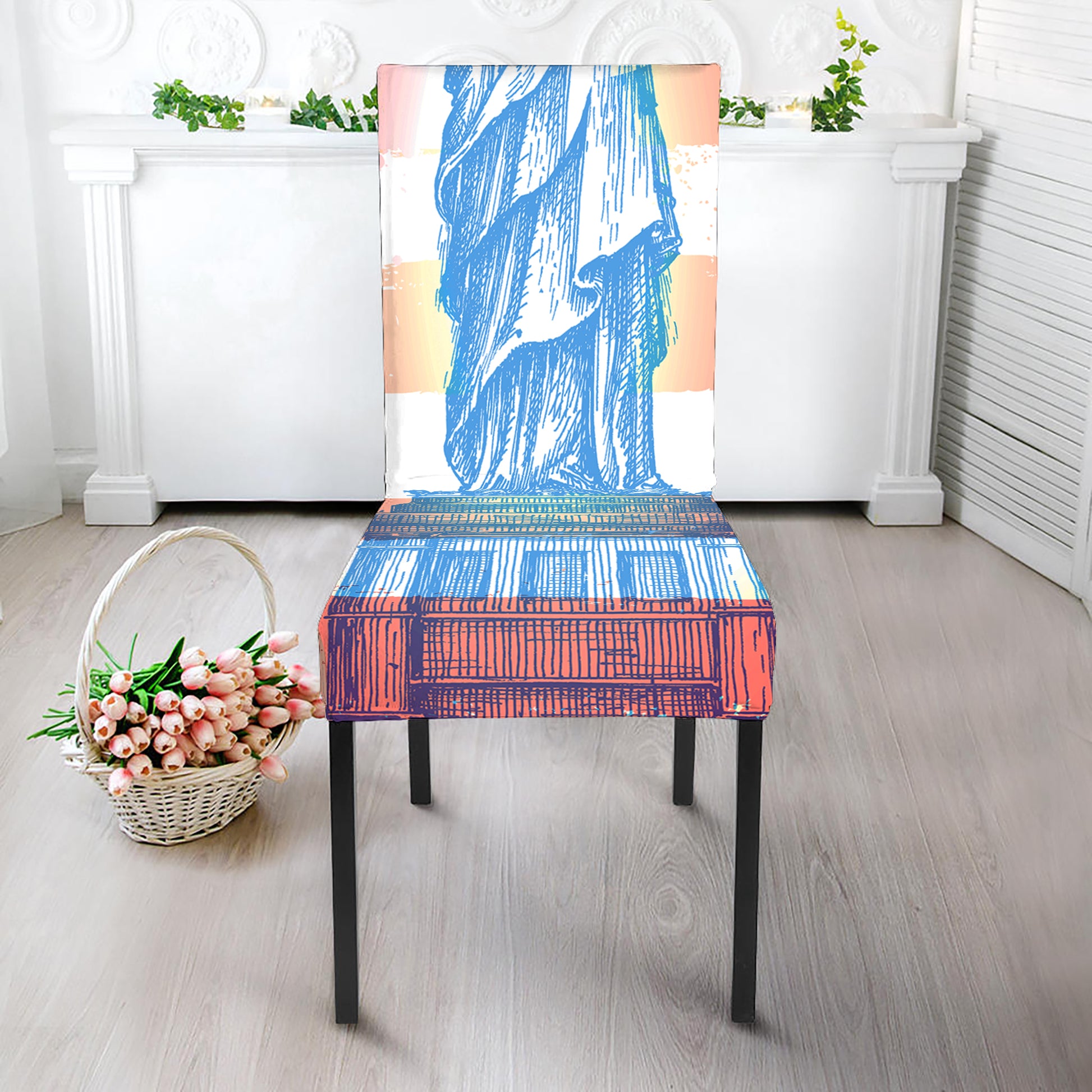 Statue of Liberty USA Flag Print Dining Chair Slipcover