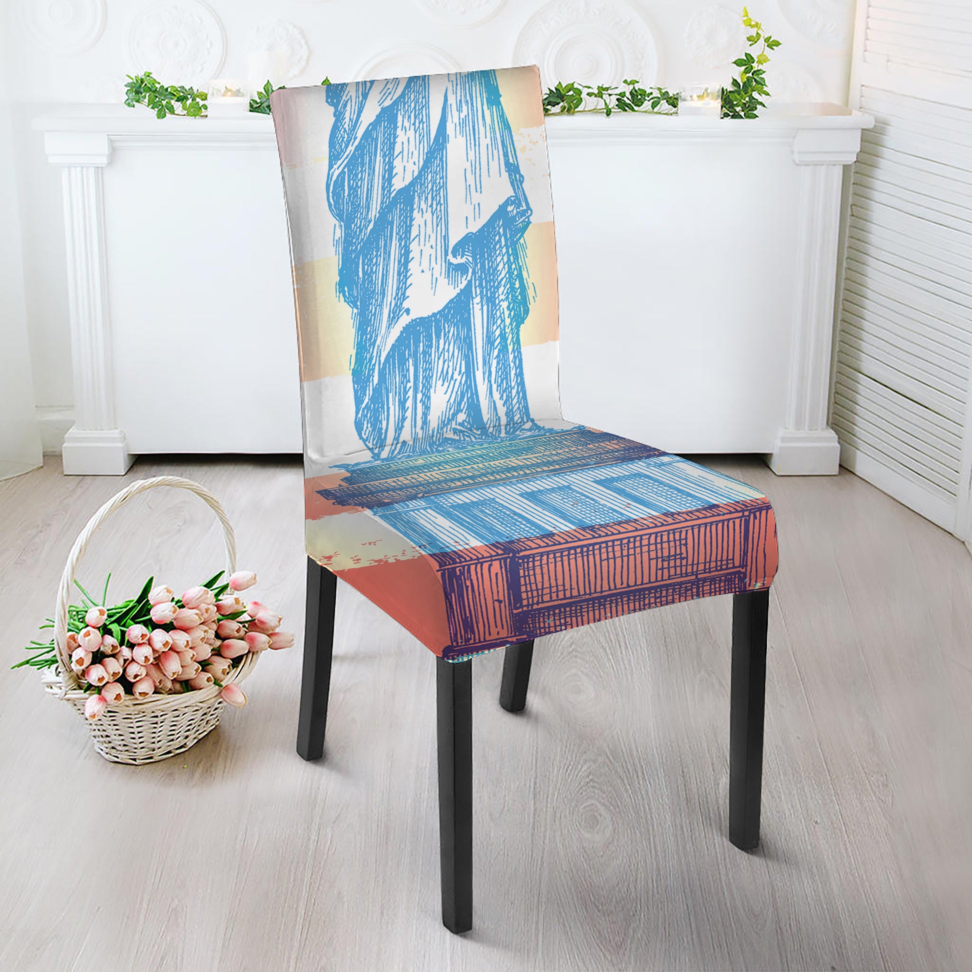 Statue of Liberty USA Flag Print Dining Chair Slipcover