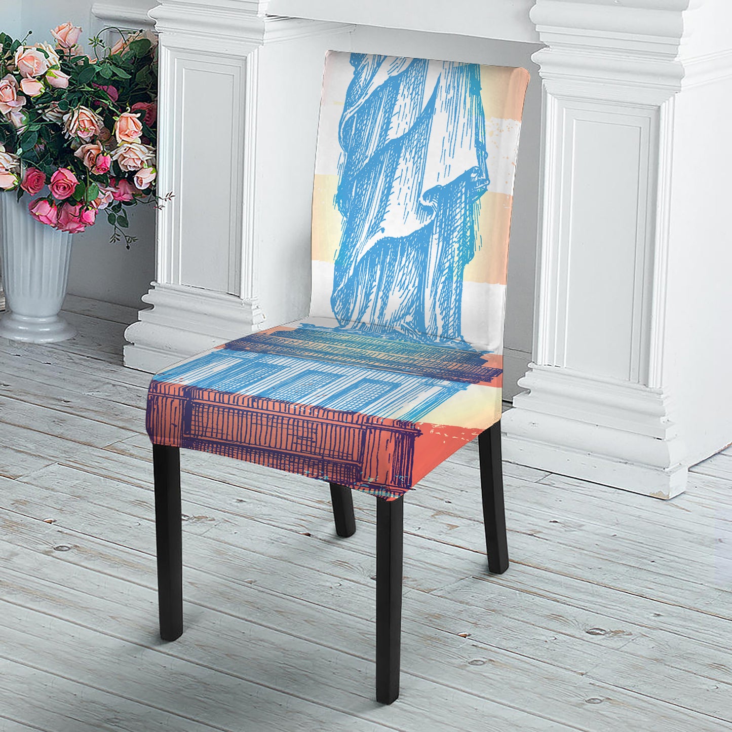Statue of Liberty USA Flag Print Dining Chair Slipcover
