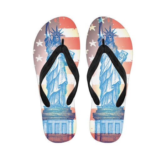 Statue of Liberty USA Flag Print Flip Flops
