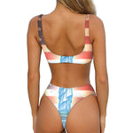Statue of Liberty USA Flag Print Front Bow Tie Bikini