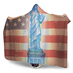 Statue of Liberty USA Flag Print Hooded Blanket