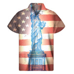 Statue of Liberty USA Flag Print Men's Short Sleeve Shirt