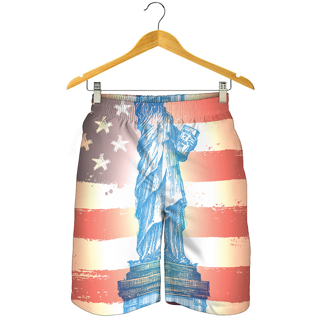 Statue of Liberty USA Flag Print Men's Shorts