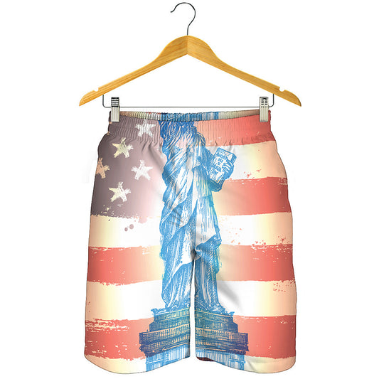 Statue of Liberty USA Flag Print Men's Shorts