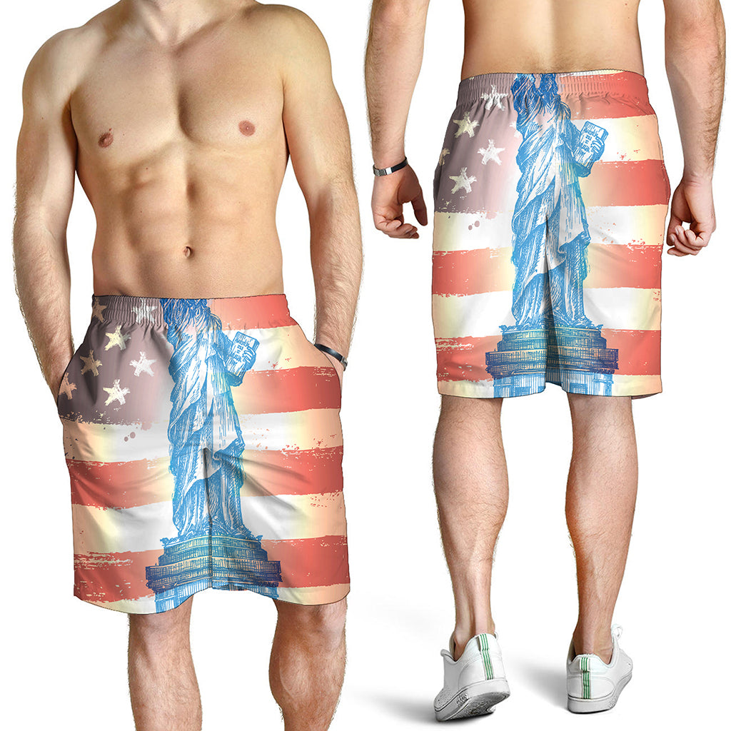 Statue of Liberty USA Flag Print Men's Shorts
