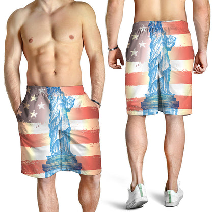 Statue of Liberty USA Flag Print Men's Shorts