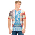 Statue of Liberty USA Flag Print Men's T-Shirt