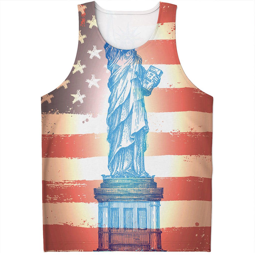Statue of Liberty USA Flag Print Men's Tank Top