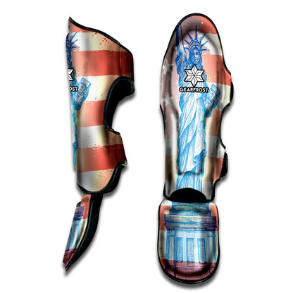 Statue of Liberty USA Flag Print Muay Thai Shin Guard