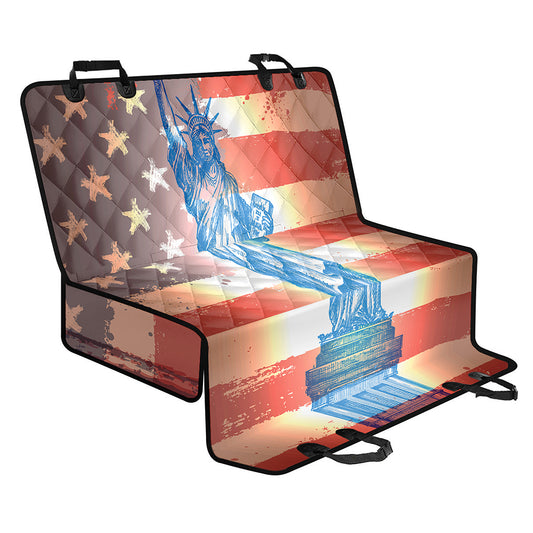 Statue of Liberty USA Flag Print Pet Car Back Seat Cover