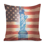 Statue of Liberty USA Flag Print Pillow Cover