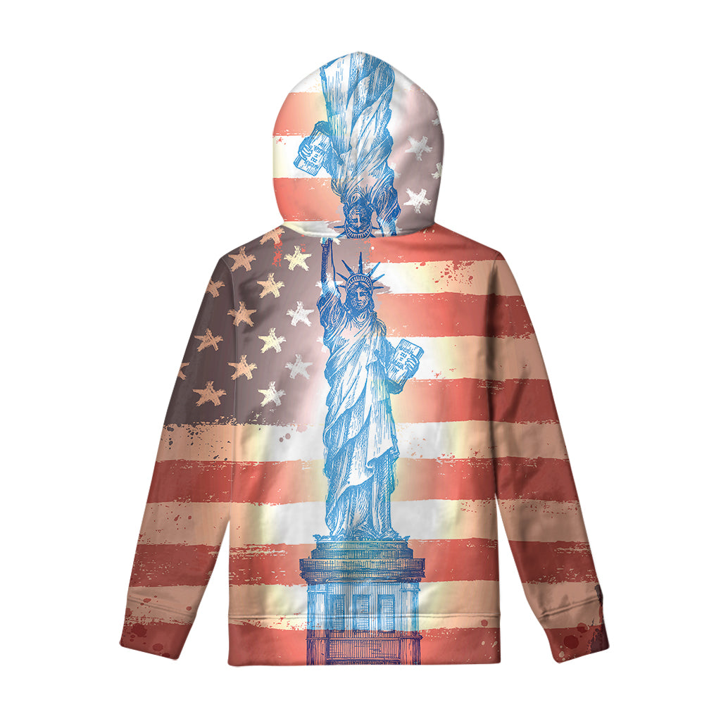 Statue of Liberty USA Flag Print Pullover Hoodie