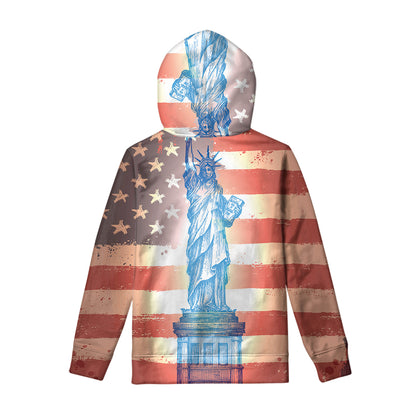 Statue of Liberty USA Flag Print Pullover Hoodie