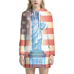 Statue of Liberty USA Flag Print Pullover Hoodie Dress