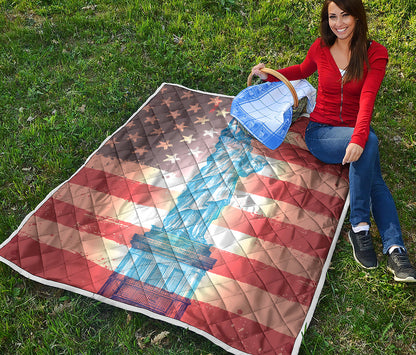 Statue of Liberty USA Flag Print Quilt