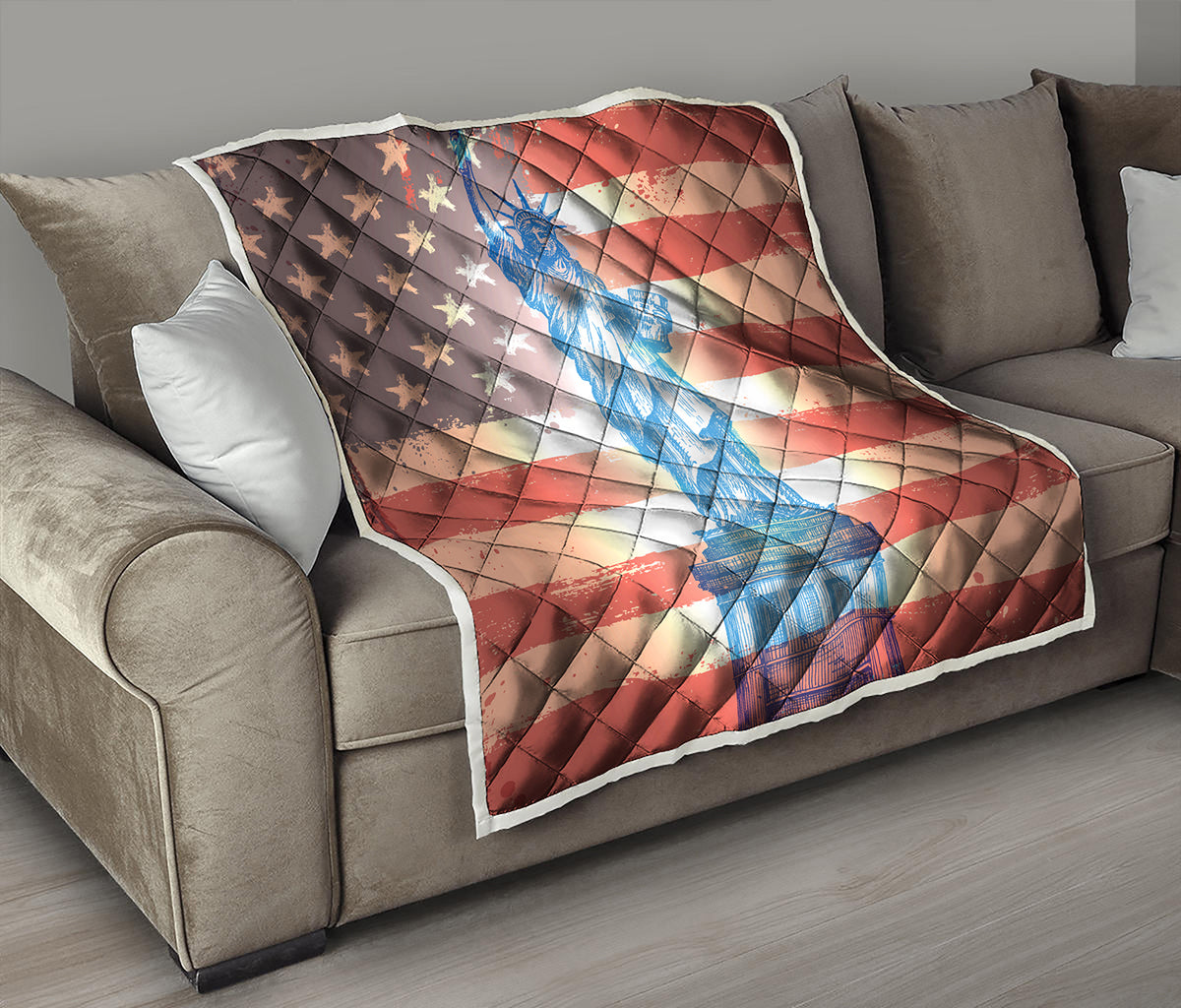Statue of Liberty USA Flag Print Quilt