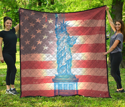 Statue of Liberty USA Flag Print Quilt
