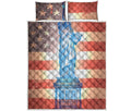 Statue of Liberty USA Flag Print Quilt Bed Set