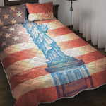 Statue of Liberty USA Flag Print Quilt Bed Set