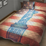 Statue of Liberty USA Flag Print Quilt Bed Set